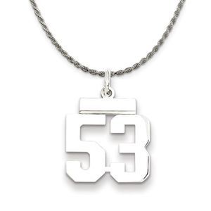 Sterling Silver Athletic Lg Polished Number 53 Necklace - 24 Inch